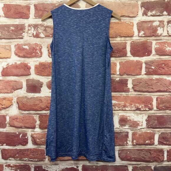 Max Studio Dress Women's Small Blue Boho Heathered Stretchy Embroidered Casual - Picture 2 of 8